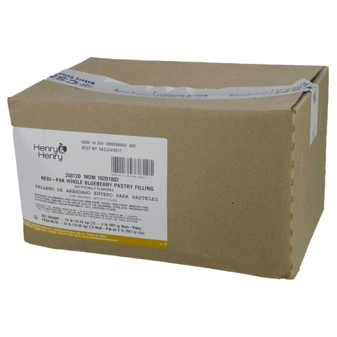 Henry and Henry Redi Pak Whole Blueberry Filling, 2 Pound -- 12 per case.