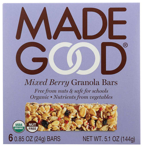 Made Good Organic Mixed Berry Granola Bar, 6 count per pack -- 6 per case.