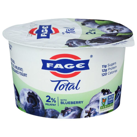 Fage Total 2 Percent Fat Blueberry Greek Yogurt, 5.3 Ounce -- 12 per case.