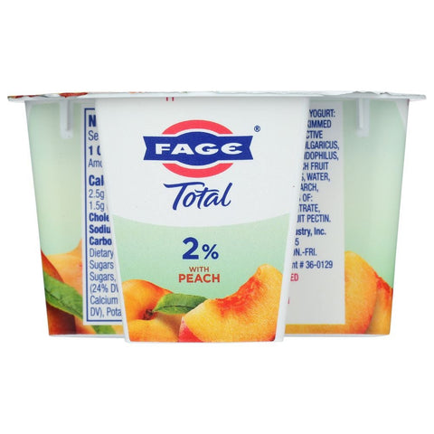 Fage Total Peach 2 Percent Greek Yogurt, 5.3 Ounce -- 12 per case.