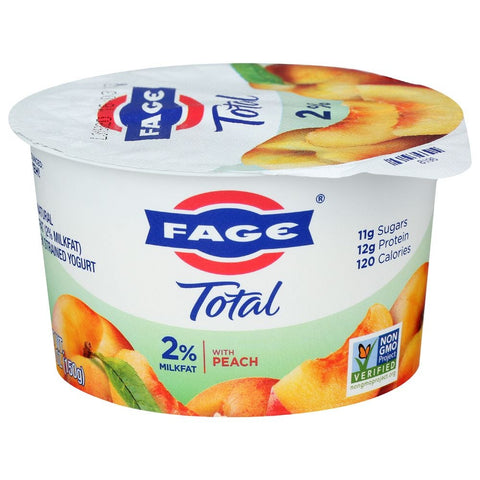 Fage Total Peach 2 Percent Greek Yogurt, 5.3 Ounce -- 12 per case.