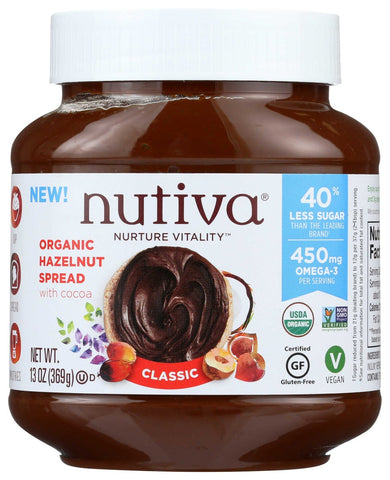 Nutiva Organic Classic Chocolate Hazelnut Spread, 13 Ounce -- 6 per case