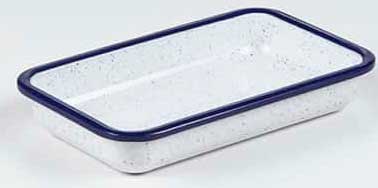 American Metalcraft Blue Speckled Rimmed Rectangular White Melamine Bowl, 10 Ounce