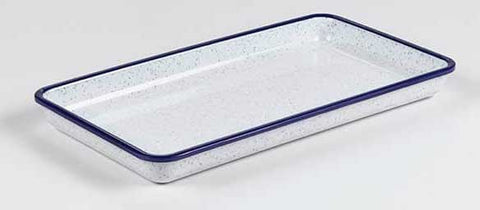 American Metalcraft Blue Speckled Rimmed Rectangular White Melamine Bowl, 20 Ounce