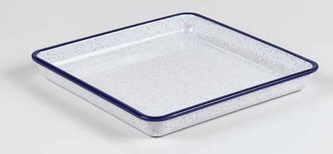 American Metalcraft Blue Speckled Rimmed Square White Melamine Bowl, 28 Ounce