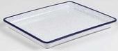 American Metalcraft Blue Speckled Rimmed Rectangular White Melamine Bowl, 36 Ounce
