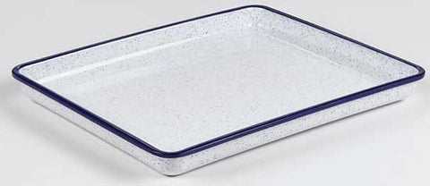 American Metalcraft Blue Speckled Rimmed Rectangular White Melamine Bowl, 36 Ounce