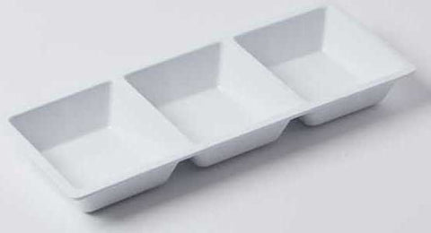American Metalcraft White Melamine Three Compartment Square Serving Bowl, 42 Ounce Capacity