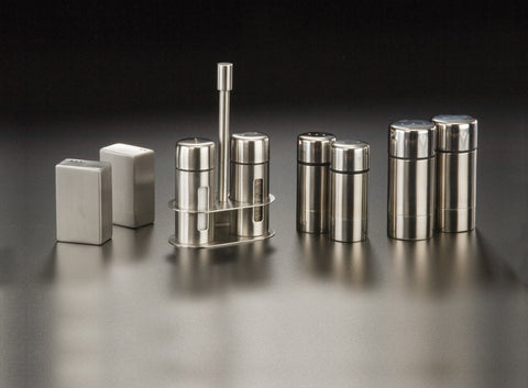 American Metalcraft Stainless Steel Round Salt and Pepper Set, 3 1/4 inch