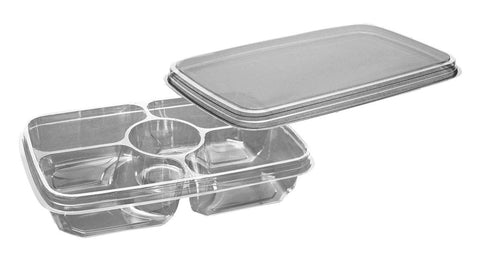 D and W Fine Pack 4 Cell with Center Dip Cup Platter -- 100 per case.