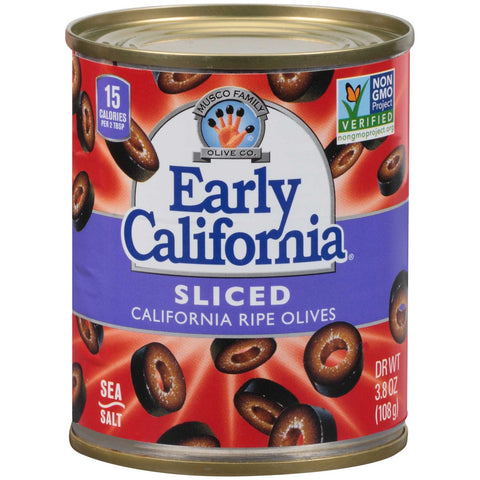 Early California Black Sliced Ripe Olives, 3.8 Ounce -- 12 per case.