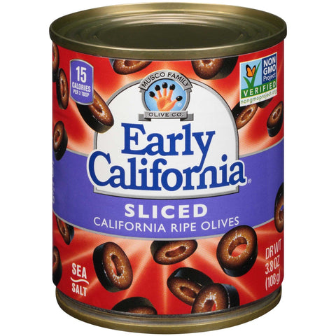 Early California Black Sliced Ripe Olives, 3.8 Ounce -- 12 per case.