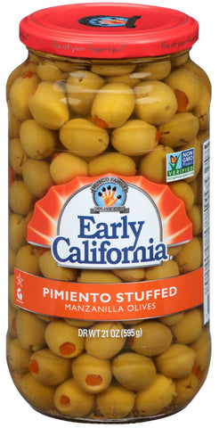 Early California Pimento Stuffed Manzanilla Olives, 21 Ounce -- 6 per case.