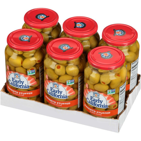 Early California Pimento Stuffed Queen Olives, 21 Ounce -- 6 per case.