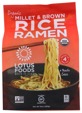 Lotus Foods Organic Millet and Brown Rice Ramen, 10 Ounce - 4 per pack -- 6 packs per case.