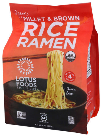 Lotus Foods Organic Millet and Brown Rice Ramen, 10 Ounce - 4 per pack -- 6 packs per case.