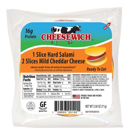 Cheesewich Cheddar and Salami, 2.5 Ounce -- 96 per case.