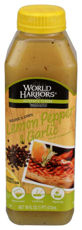 World Harbors Maines Own Lemon Pepper and Garlic Marinade and Sauce, 16 Ounce -- 6 per case.