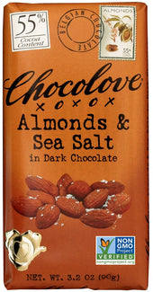 Chocolove 55 Percent Cocoa Almond and Sea Salt Dark Chocolate Bar, 3.2 Ounce -- 144 per case