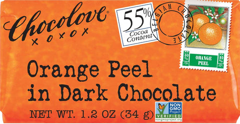 Chocolove Xoxox Orange Peel in Dark Chocolate Mini Bar, 1.3 Ounce -- 144 per case