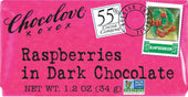 Chocolove Xoxox Raspberry in Dark Chocolate Mini Bar, 1.3 Ounce -- 144 per case