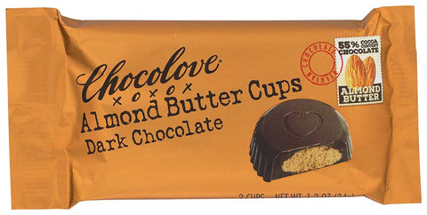 Chocolove Xoxox Almond Butter Dark Chocolate Cup, 1.2 Ounce -- 12 per case
