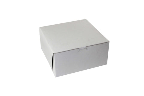 Boxit Lock Corner One Piece White Bakery Box, 10 x 10 x 5 inch -- 100 per case.