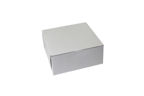 Boxit Lock Corner One Piece White Bakery Box, 9 x 9 x 4 inch -- 200 per case.