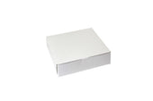 Boxit Lock Corner One Piece White Bakery Box, 9 x 9 x 2.5 inch -- 250 per case.