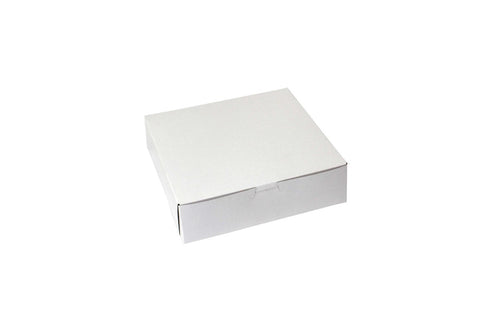 Boxit Lock Corner One Piece White Bakery Box, 9 x 9 x 2.5 inch -- 250 per case.