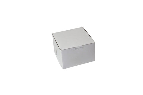 Boxit Lock Corner One Piece White Bakery Box, 6 x 6 x 4 inch -- 250 per case.