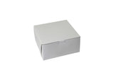 Boxit Lock Corner One Piece White Bakery Box, 8 x 8 x 3 inch -- 250 per case.