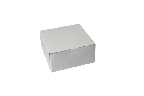 Boxit Lock Corner One Piece White Bakery Box, 8 x 8 x 3 inch -- 250 per case.
