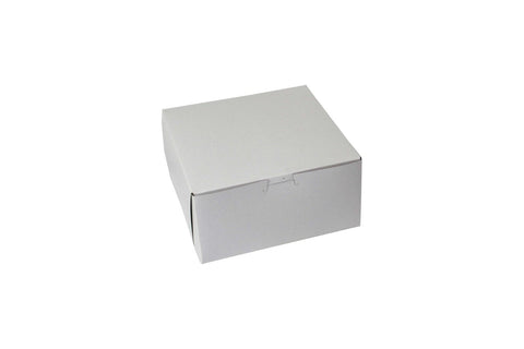 Boxit Lock Corner One Piece White Bakery Box, 8 x 8 x 4 inch -- 200 per case.
