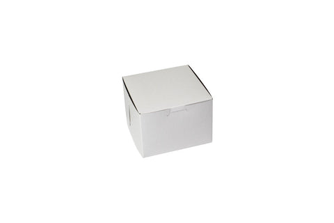 Boxit Lock Corner One Piece White Bakery Box, 5.5 x 5.5 x 4 inch -- 250 per case.
