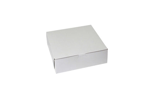 Boxit Lock Corner One Piece White Bakery Box, 9 x 9 x 3 inch -- 250 per case.