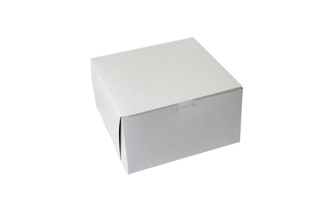 Boxit Lock Corner One Piece White Bakery Box, 9 x 9 x 5 inch -- 100 per case.