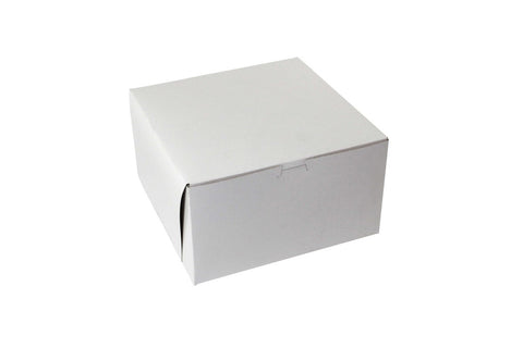 Boxit Lock Corner One Piece White Bakery Box, 10 x 10 x 6 inch -- 100 per case.