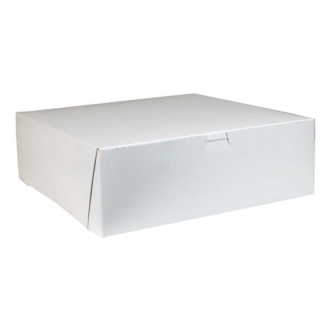 Boxit Lock Corner One Piece White Bakery Box, 12 x 12 x 4 inch -- 100 per case.