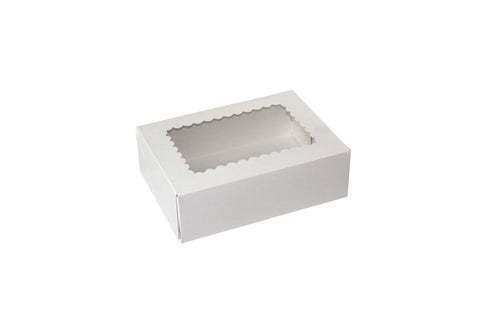 Boxit Windowed One Piece White Bakery Box, 8 x 5 3/4 x 2.5 inch -- 200 per case.