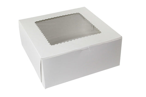 Boxit Windowed Lock Corner One Piece White Bakery Box, 12 x 12 x 5 inch -- 100 per case.