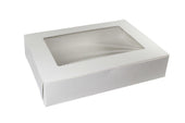 Boxit Windowed Lock Corner One Piece White Bakery Box, 19 x 14 x 4 inch -- 50 per case.