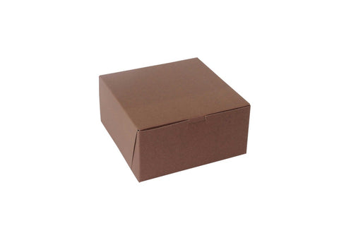 Boxit Lock Corner One Piece Chocolate Bakery Box, 8 x 8 x 4 inch -- 200 per case.