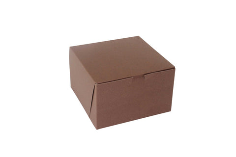 Boxit Lock Corner One Piece Chocolate Bakery Box, 8 x 8 x 5 inch -- 100 per case.