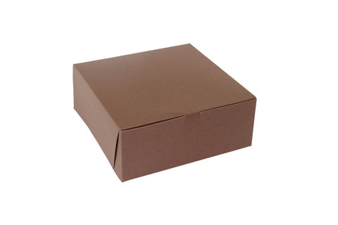 Boxit Lock Corner One Piece Chocolate Bakery Box, 10 x 10 x 4 inch -- 100 per case.