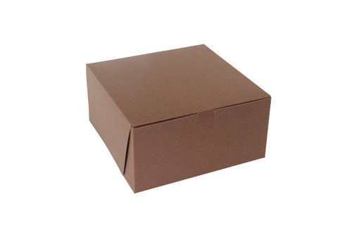 Boxit Lock Corner One Piece Chocolate Bakery Box, 10 x 10 x 5 inch -- 100 per case.