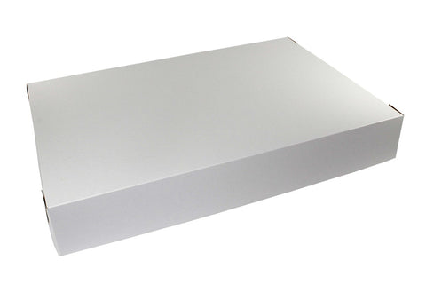 Boxit Two Piece Lock Corner White Bakery Box, 26.5 x 18.5 x 4 inch -- 25 per case.