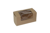 Boxit Windowed Kraft Lock Corner One Piece Cupcake Box, 8 x 4 x 4 inch -- 100 per case.