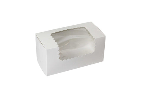 Boxit Windowed White Lock Corner One Piece Cupcake Box, 8 x 4 x 4 inch -- 100 per case.