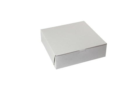 Boxit Lock Corner One Piece White Bakery Box, 10 x 10 x 3 inch -- 250 per case.